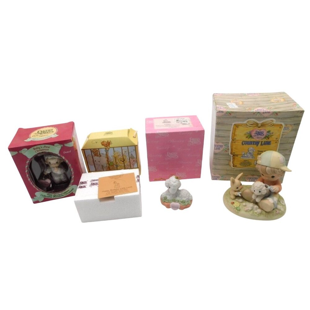 Lot of Enesco Precious Moments Lamb Ornaments Figurines First Christmas Bday